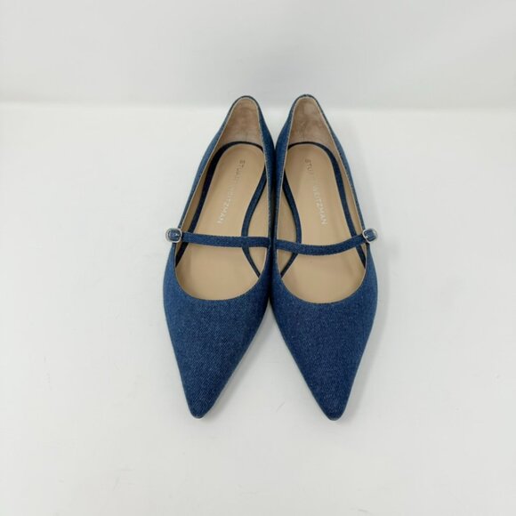 New Stuart Weitzman Emilia Mary Jane Ballerina Flats Denim Sz 10 - Picture 7 of 14
